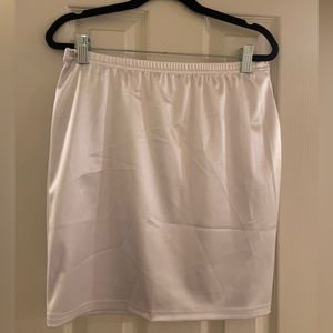 White Satin Mini Skirt XL